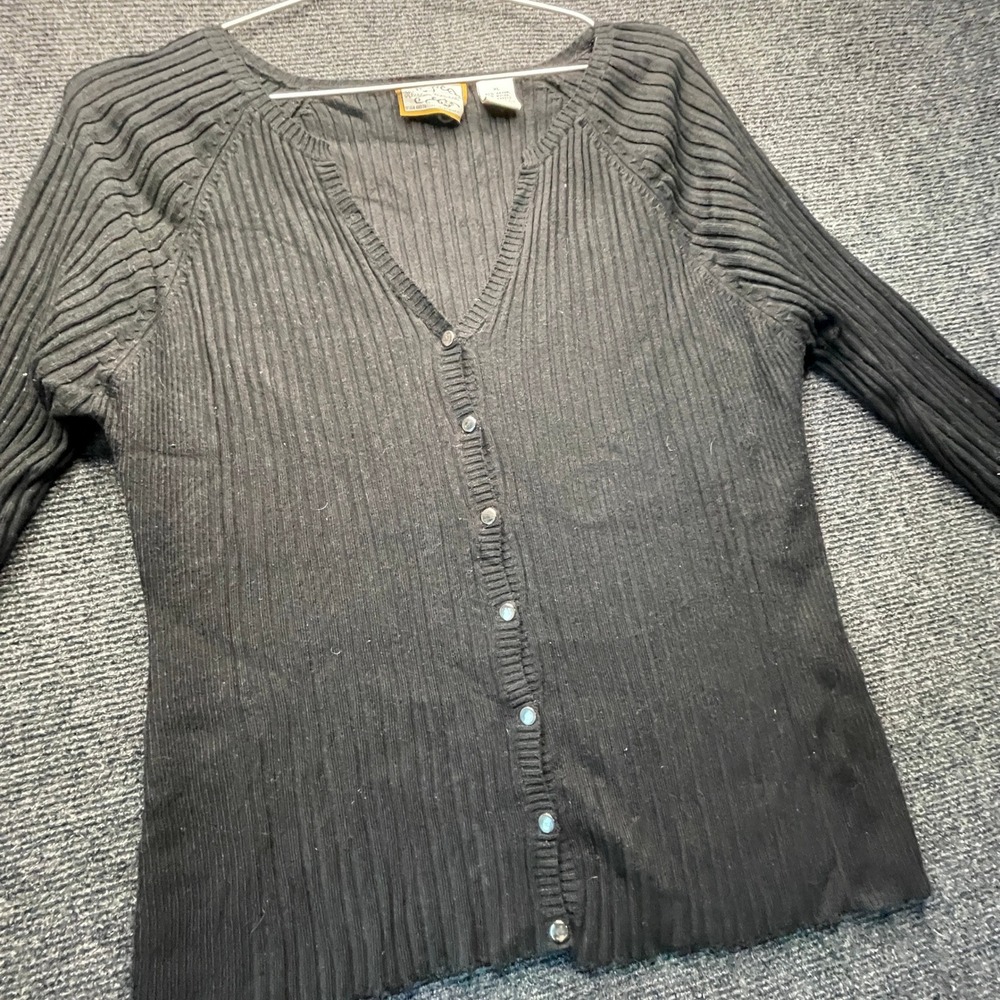 Heirloom Collectibles Cardigan XL Black Ribbed V-Neck Whimsigoth Goth Academia